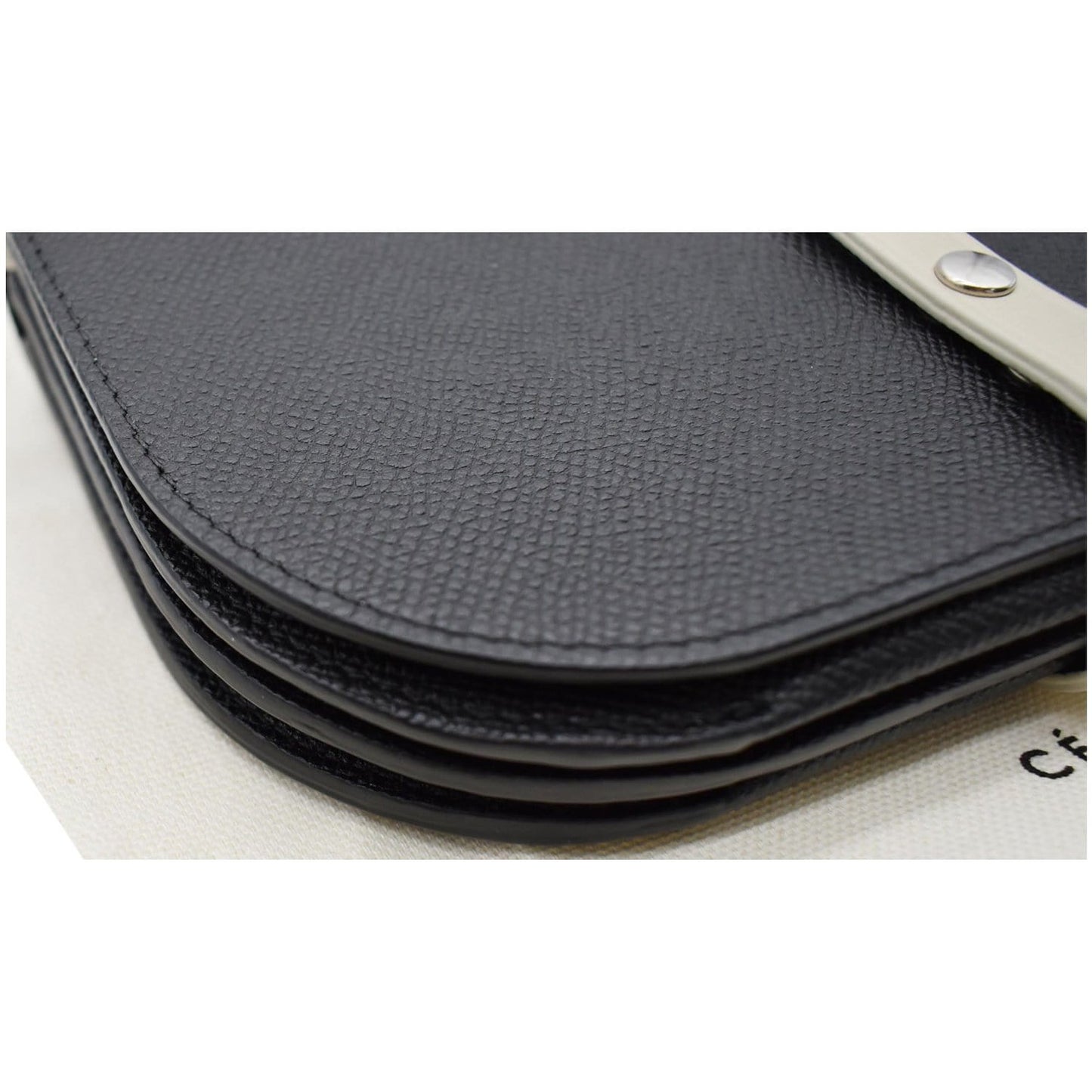 CELINE Grained Leather Strap Clutch Bag Black - Final Sale