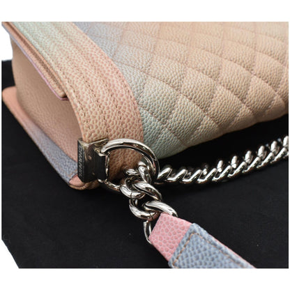 CHANEL Medium Rainbow Boy Flap Caviar Leather Shoulder Bag Multicolor