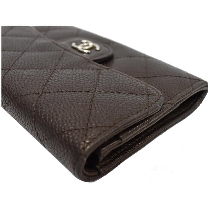 CHANEL Classic Flap Caviar Leather Card Holder Brown