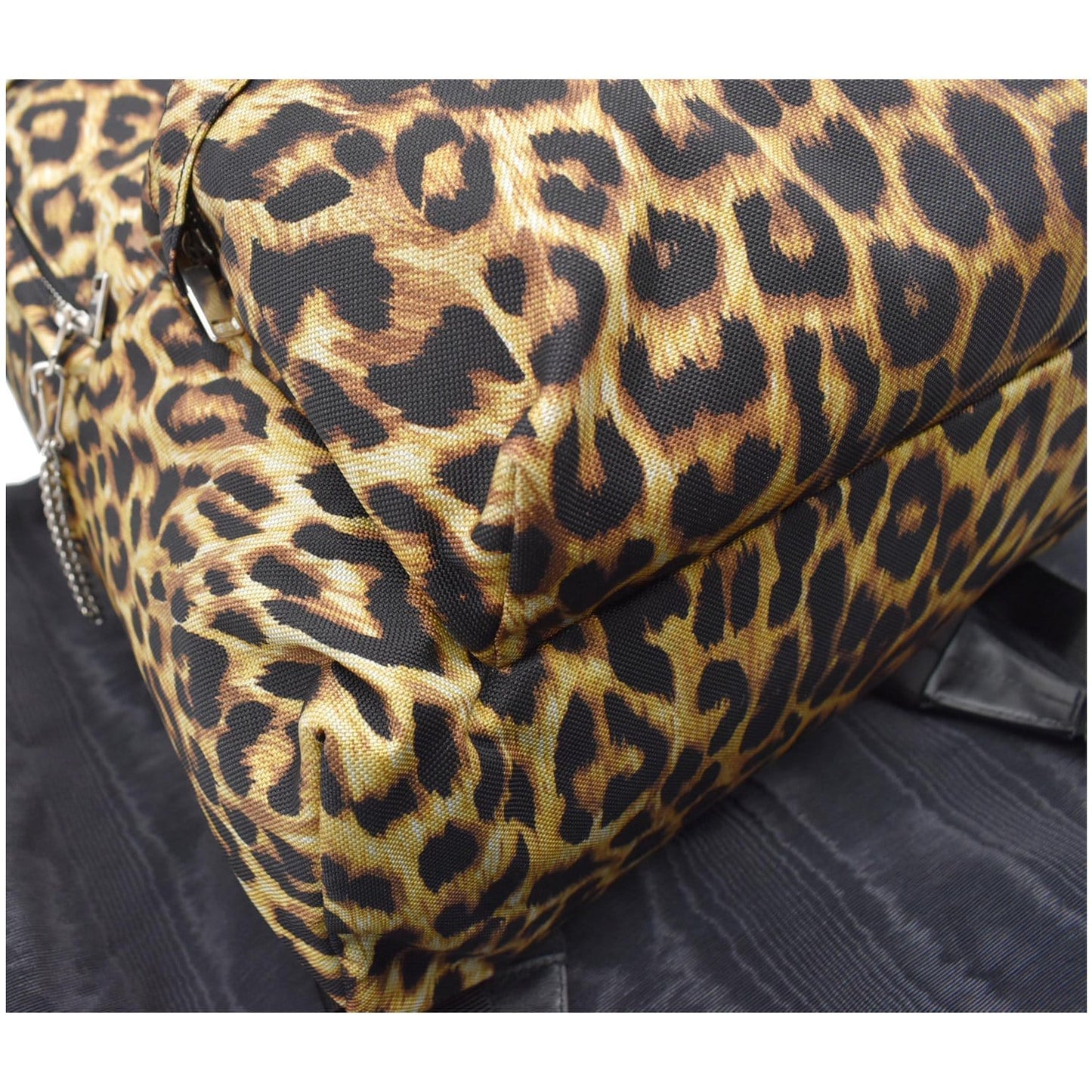 CELINE Leopard Medium Print Canvas Backpack Bag Brown