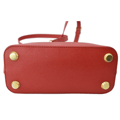 BALENCIAGA Ville Dome Leather Top Handle Crossbody Bag Red