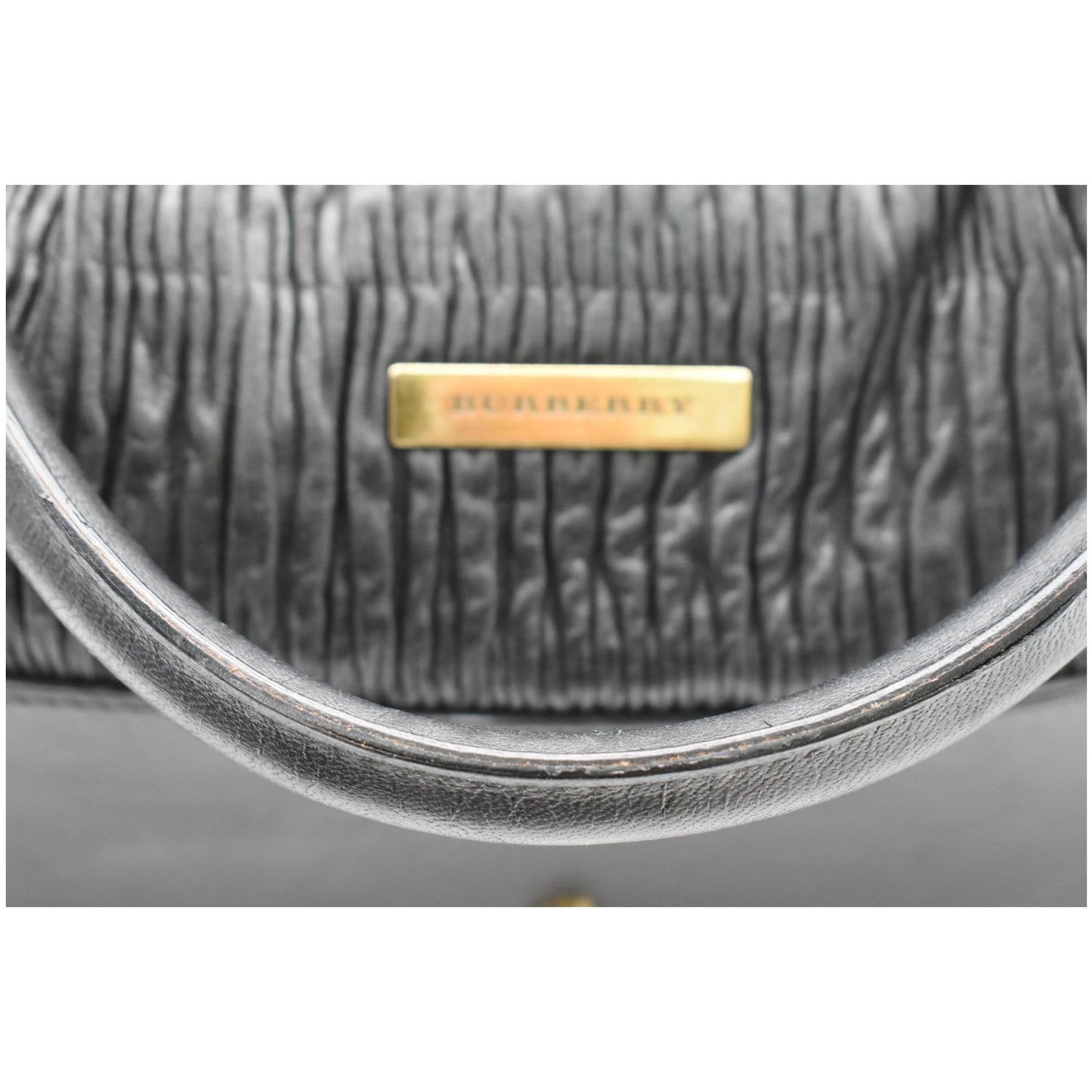 BURBERRY Studded Leather Satchel Bag Black