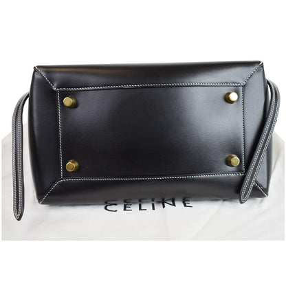 CELINE Double Stitching Mini Belt Calfskin 2Way Shoulder Bag Black
