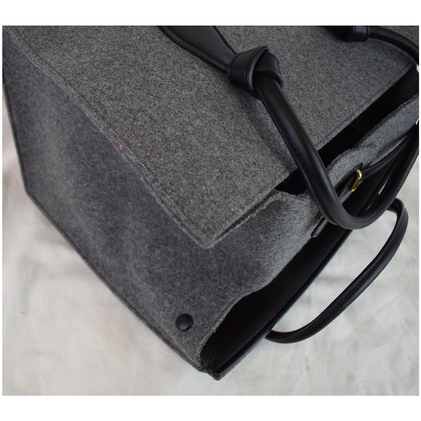 CELINE Tie Knot Felt Calfskin Tote Bag Grey/Black