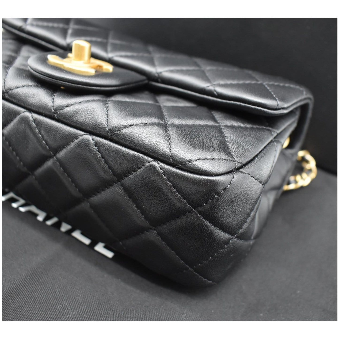 CHANEL Pearl Crush Mini Rectangular Flap Quilted Leather Crossbody Bag Black