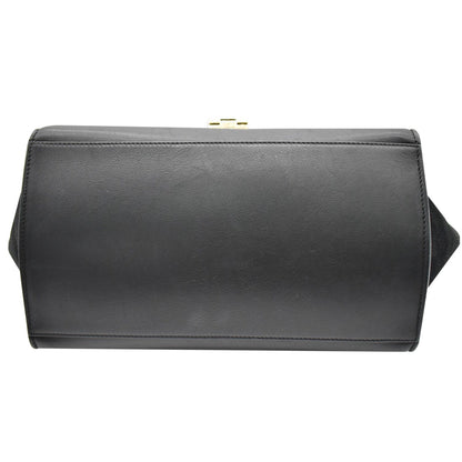 CELINE Trapeze Medium Croc Tote Shoulder Bag Black