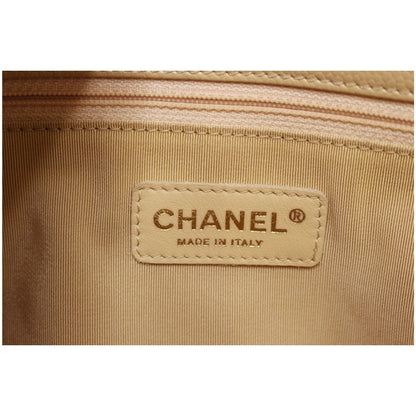 CHANEL Grand Shopping Caviar Leather Tote Shoulder Bag Beige