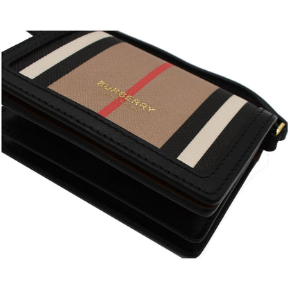 BURBERRY Jessie Icon Stripe E-Canvas Monogram Crossbody Card Case Beige