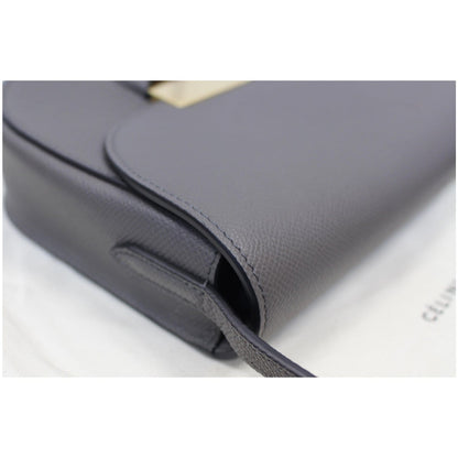 CELINE Trotteur Small Grained Calfskin Leather Shoulder Bag Grey