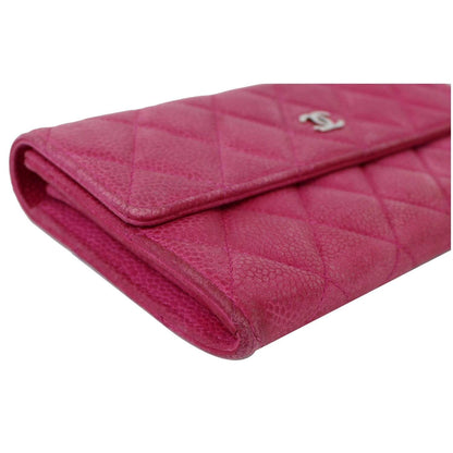 CHANEL CC Caviar Leather Long Wallet Pink - 25% OFF