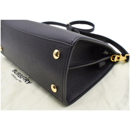 BURBERRY Mini Title Grainy Leather Top Handle Crossbody Bag Black