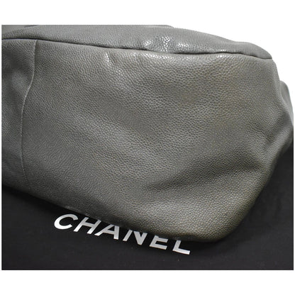 CHANEL 31 Small CC Caviar Leather Hobo Bag Grey