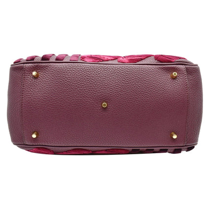 BURBERRY Milverton Large Calfskin Velvet Satchel Bag Burgundy