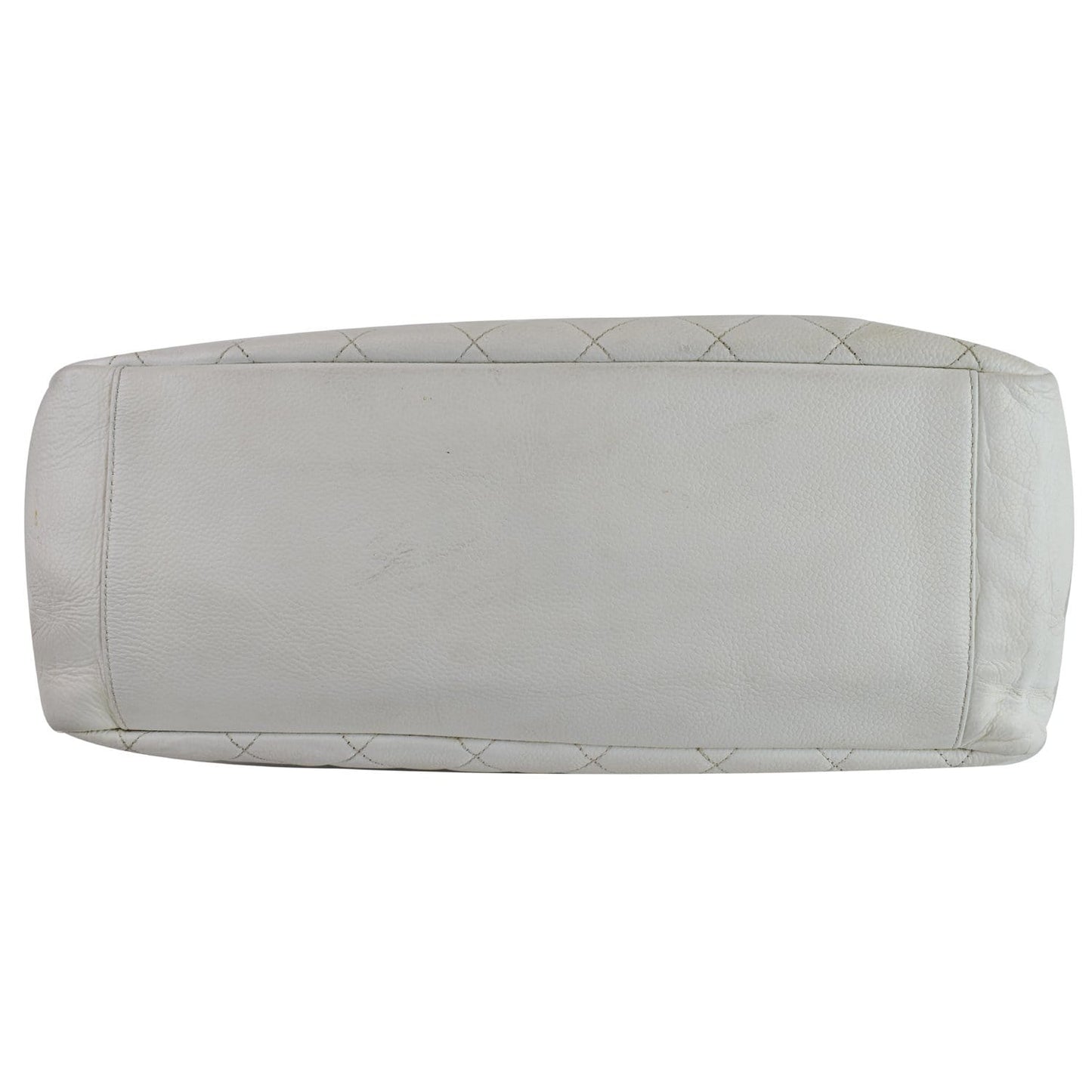 CHANEL Grand Shopping Caviar Leather Tote Bag White