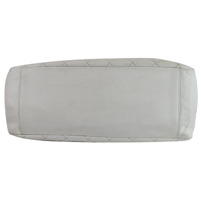CHANEL Grand Shopping Caviar Leather Tote Bag White