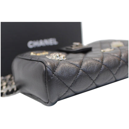 CHANEL Reissue Lucky Charm Quilted Leather Chain Crossbody Clutch Bag Black