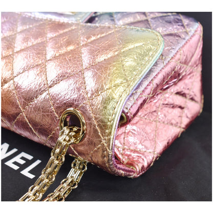 CHANEL Mini Reissue 2.55 Flap Rainbow Metallic Quilted Shoulder Bag Multicolor