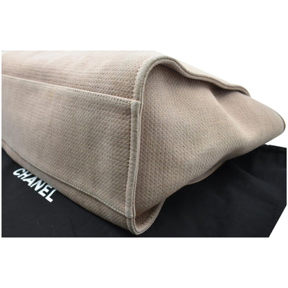CHANEL Deauville Large Canvas Tote Bag Beige