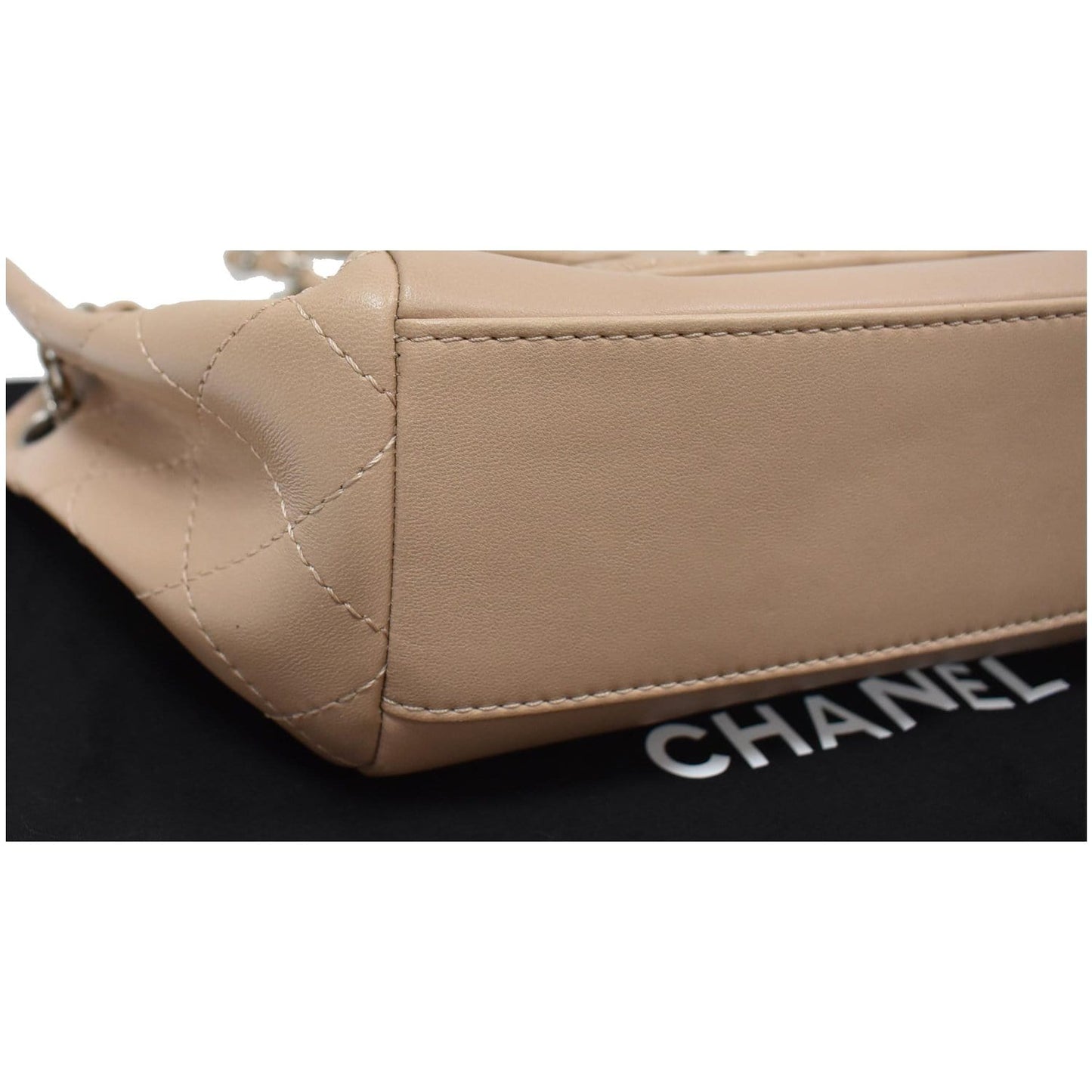 CHANEL CC Accordion Lambskin Leather Shoulder Bag Beige - 10% OFF