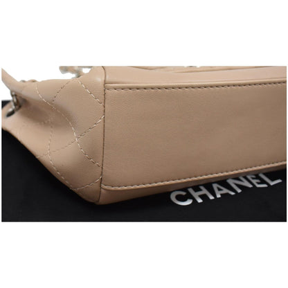 CHANEL CC Accordion Lambskin Leather Shoulder Bag Beige - 10% OFF