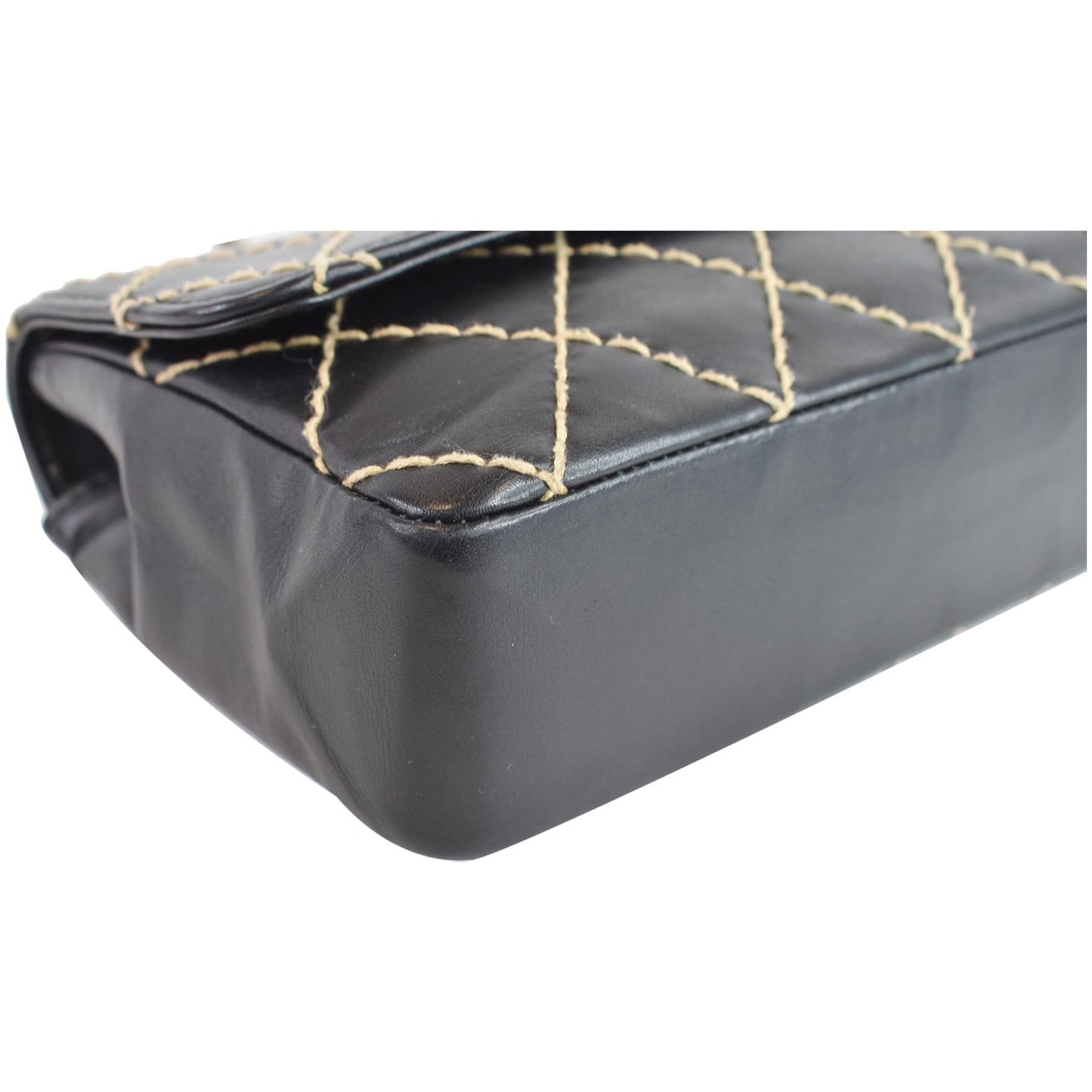 CHANEL Wild Stitch Quilted Calfskin Flap Shoulder Bag Black