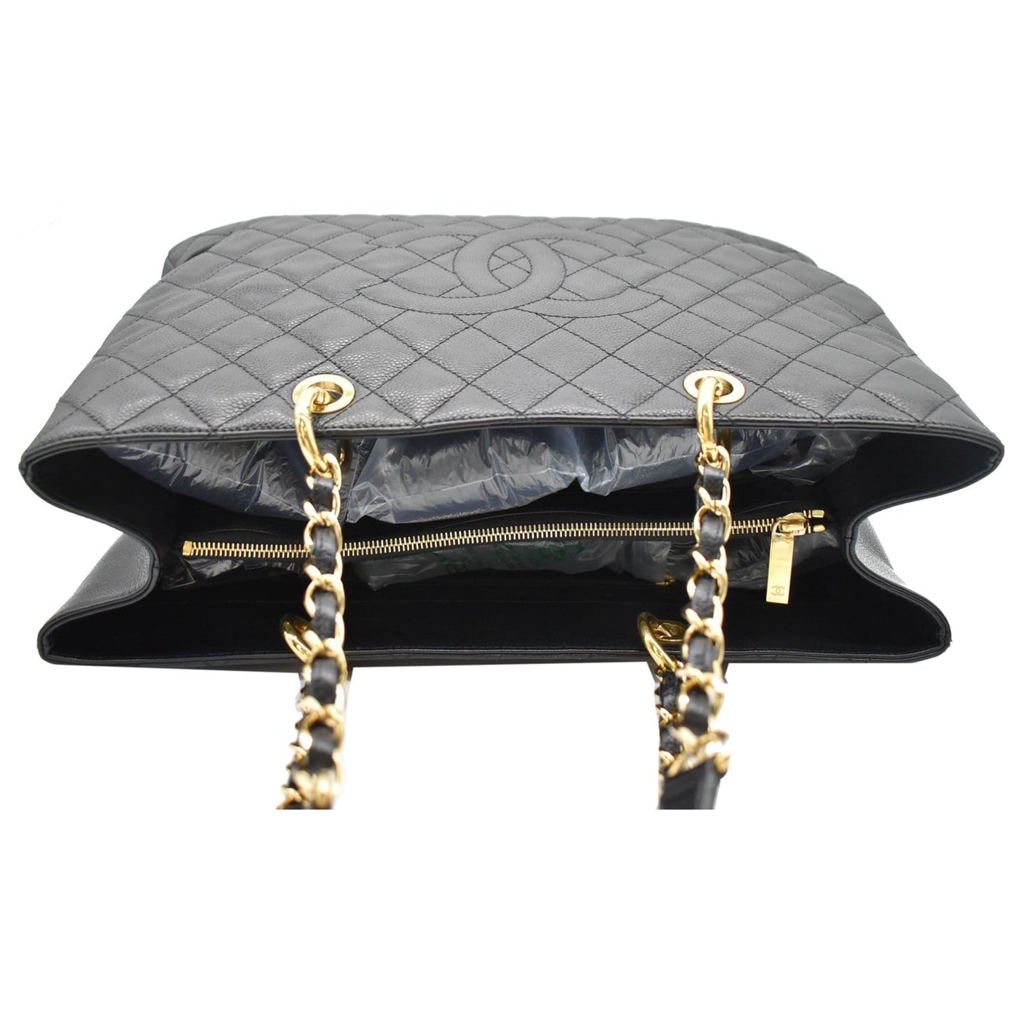 CHANEL XL Grand Quilted Caviar Leather Shopping Tote Bag Black