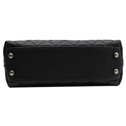 CHANEL Coco Mini Top Lizard Handle Caviar Leather Shoulder Bag Black