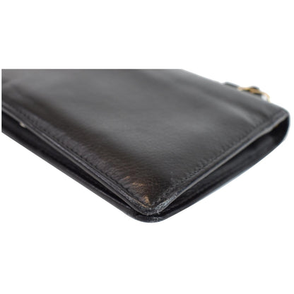 CHANEL Camellia Leather Wallet on Chain Shoulder Bag Black