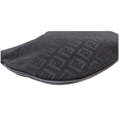 FENDI FF Zucchino Small Oyster Shoulder Bag Black