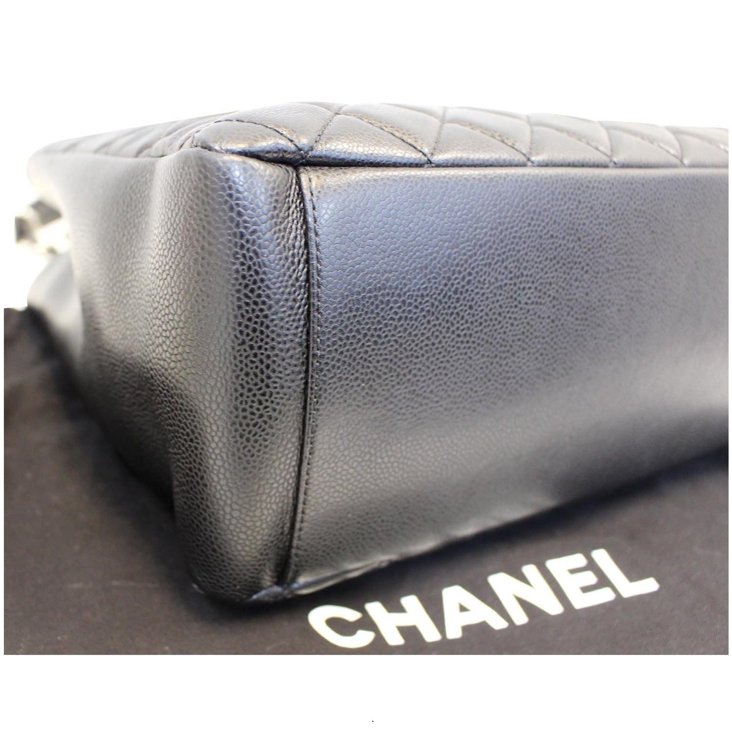 CHANEL Black Caviar Leather Grand Shopping Tote Bag