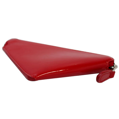 BALENCIAGA Triangle Patent Leather Coin Purse Red