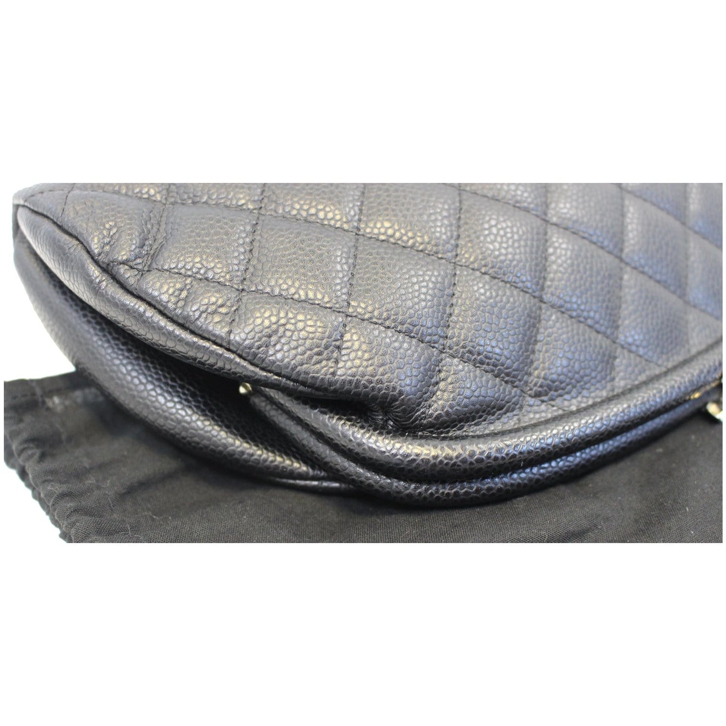 CHANEL Timeless Caviar Quilted Leather Clutch Black