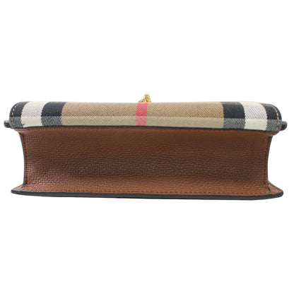 BURBERRY Small Macken House Check Crossbody Bag Tan