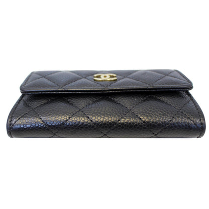 CHANEL Flap Caviar Leather Card Holder Black