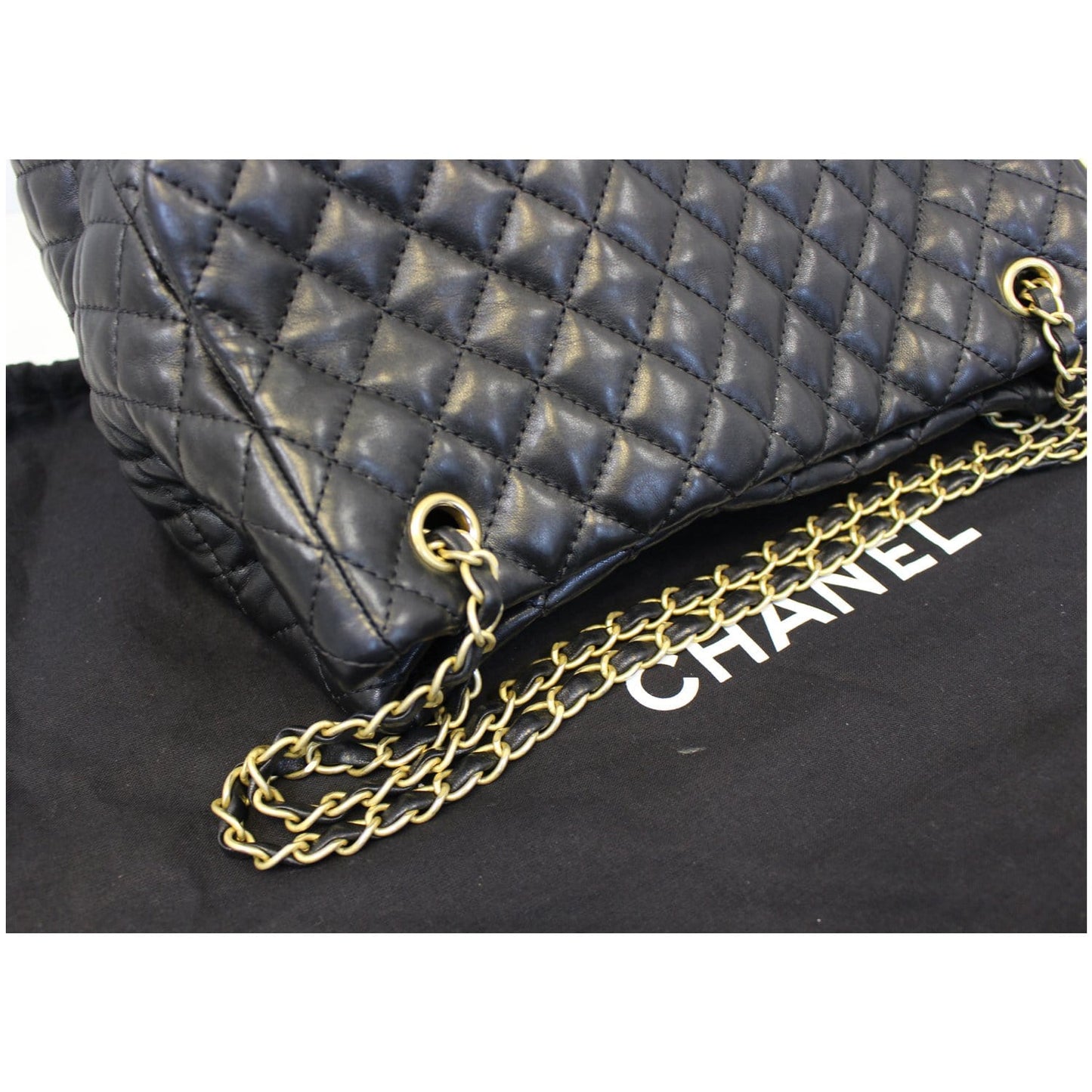CHANEL Large Shopping Flap Shoulder Bag Black