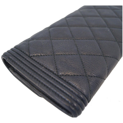 CHANEL Boy Large Flap Lambskin Leather Wallet Black - 15% OFF