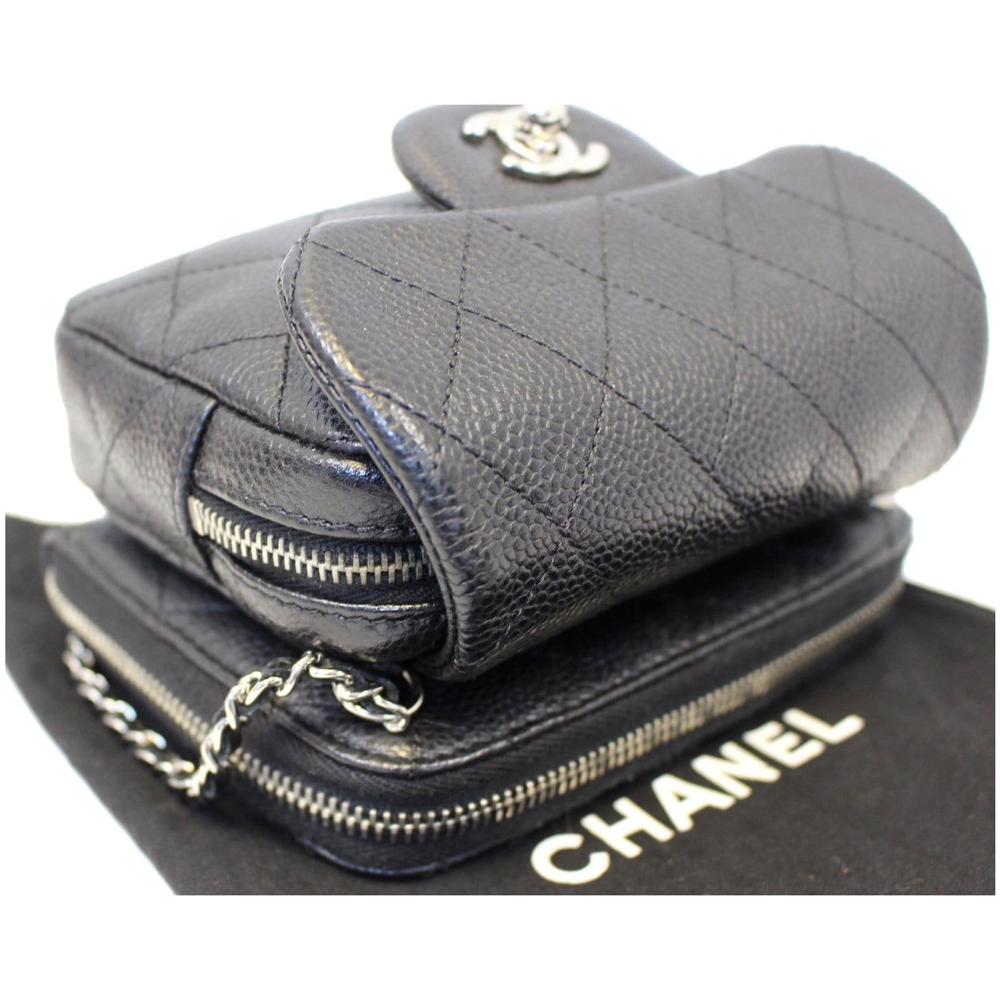 CHANEL Classic Mini Flap Quilted Lambskin Crossbody Bag Black