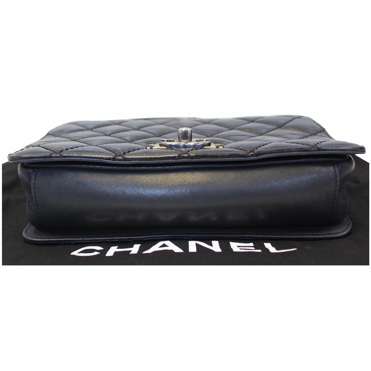 CHANEL CC Quilted Leather Flap Crossbody Bag Black