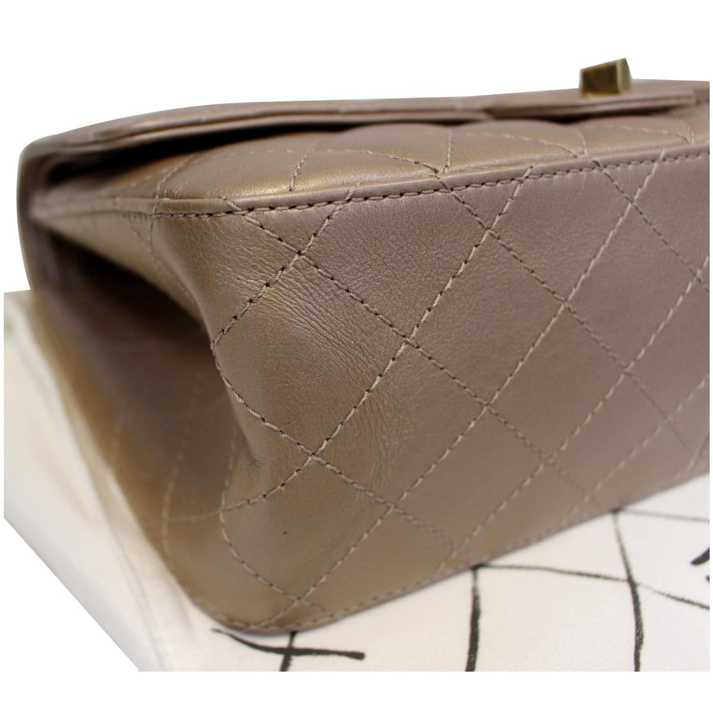 CHANEL Reissue Mademoiselle Lock Calfskin Leather Shoulder Bag Beige