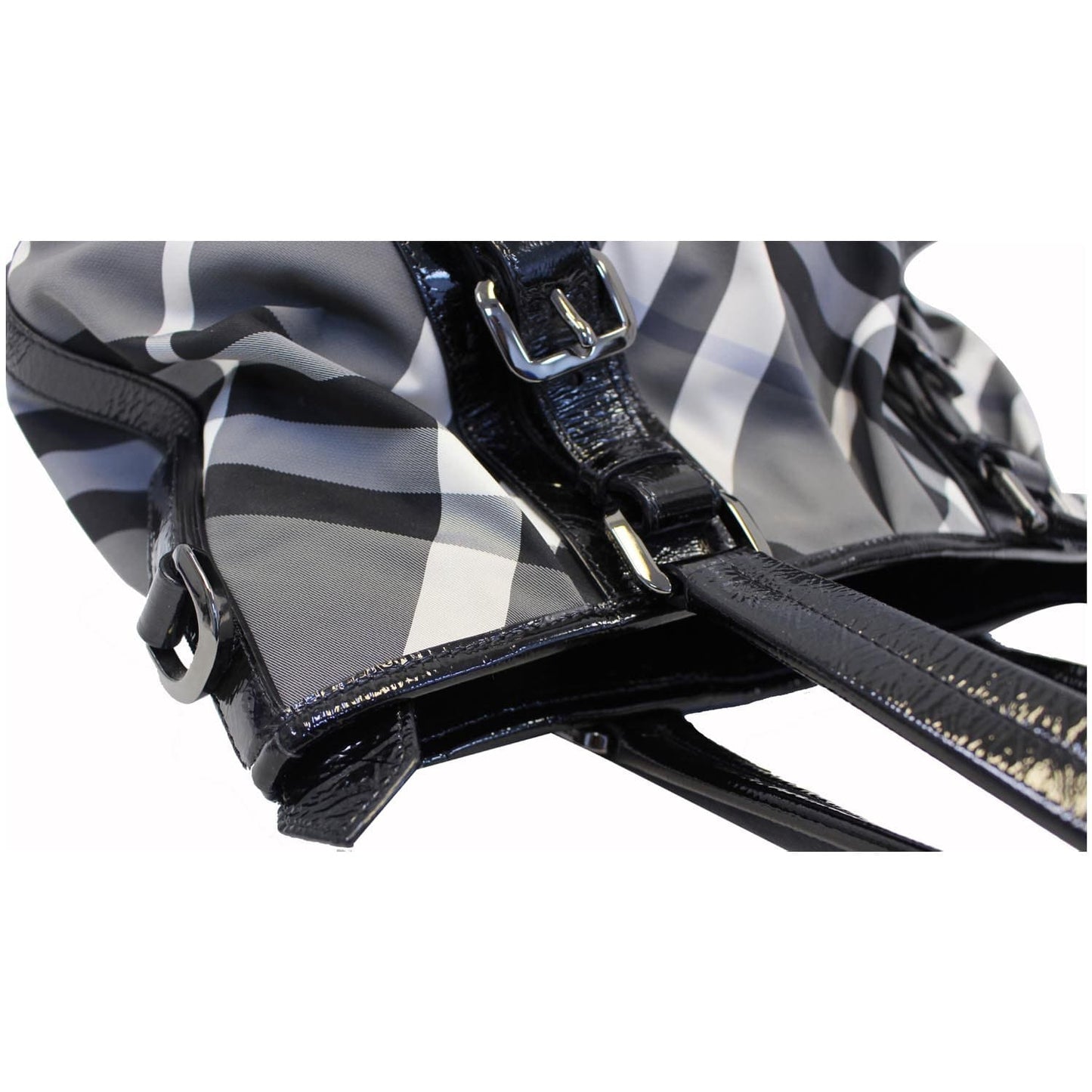 BURBERRY Lowry Medium Beat Check Nylon Tote Bag Black