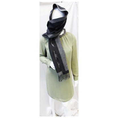 Burberry Logo Text Cashmere Scarf  Black/Grey