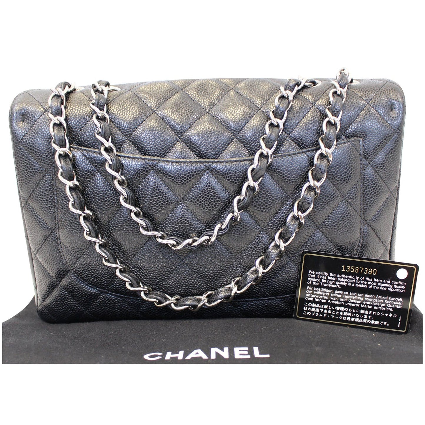 CHANEL Jumbo Classic Single Flap Caviar Leather Shoulder Bag Black