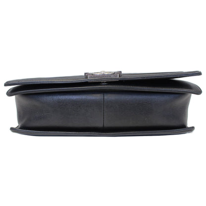 CHANEL Large Boy Flap Calfskin Quilted Leather Shoulder Bag Black