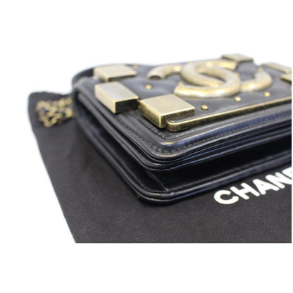 CHANEL Boy Brick Flap Black Leather Shoulder Bag