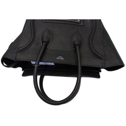 CELINE Black Leather Mini Luggage Tote Bag