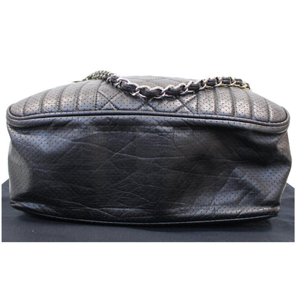 CHANEL Calfskin Perforated 50's Bowler Bag Black