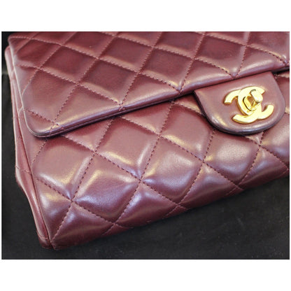 Chanel Clutch With Chain Quilted Flap Lambskin Shoulder Bag Burgundy