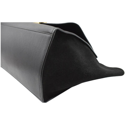CELINE Trapeze Medium Croc Tote Shoulder Bag Black