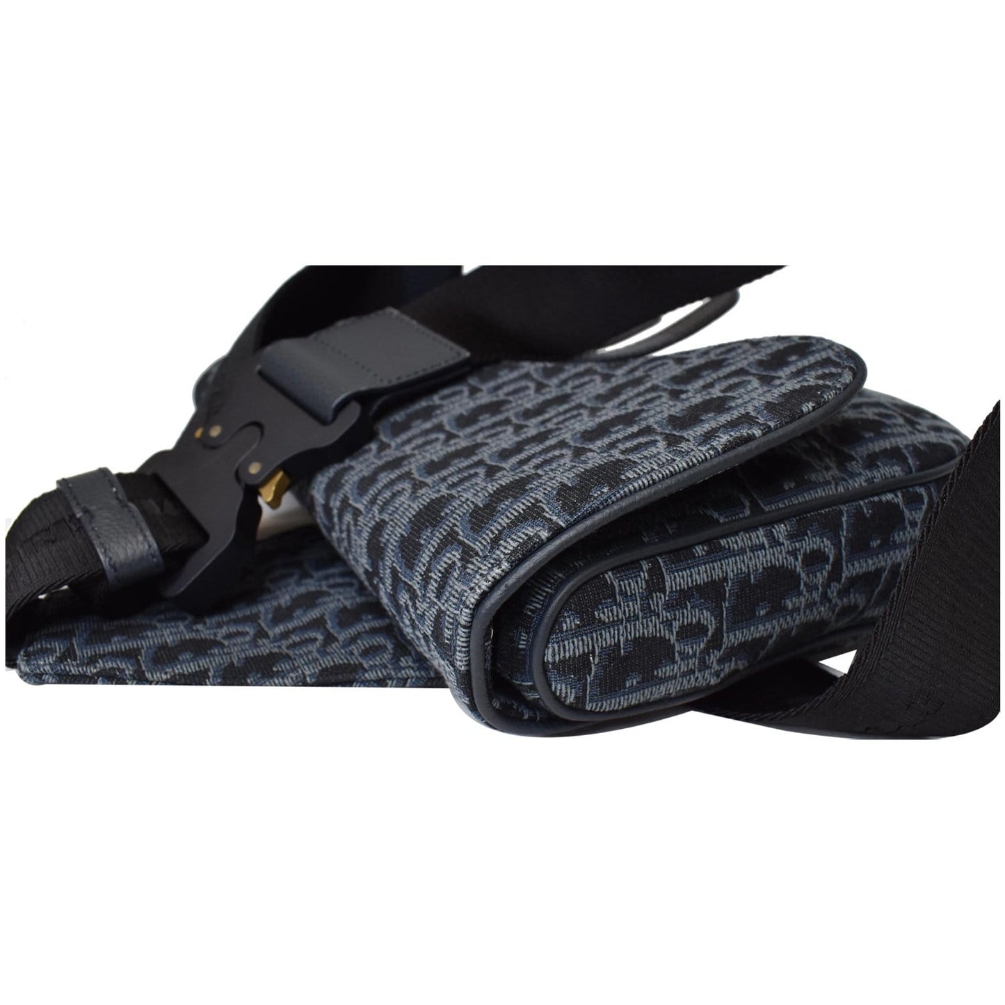 CHRISTIAN DIOR Saddle Oblique Jacquard Crossbody Bag Black