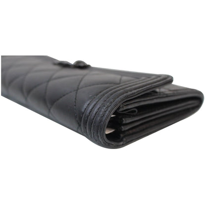 CHANEL Boy Large Flap Lambskin Leather Wallet Black